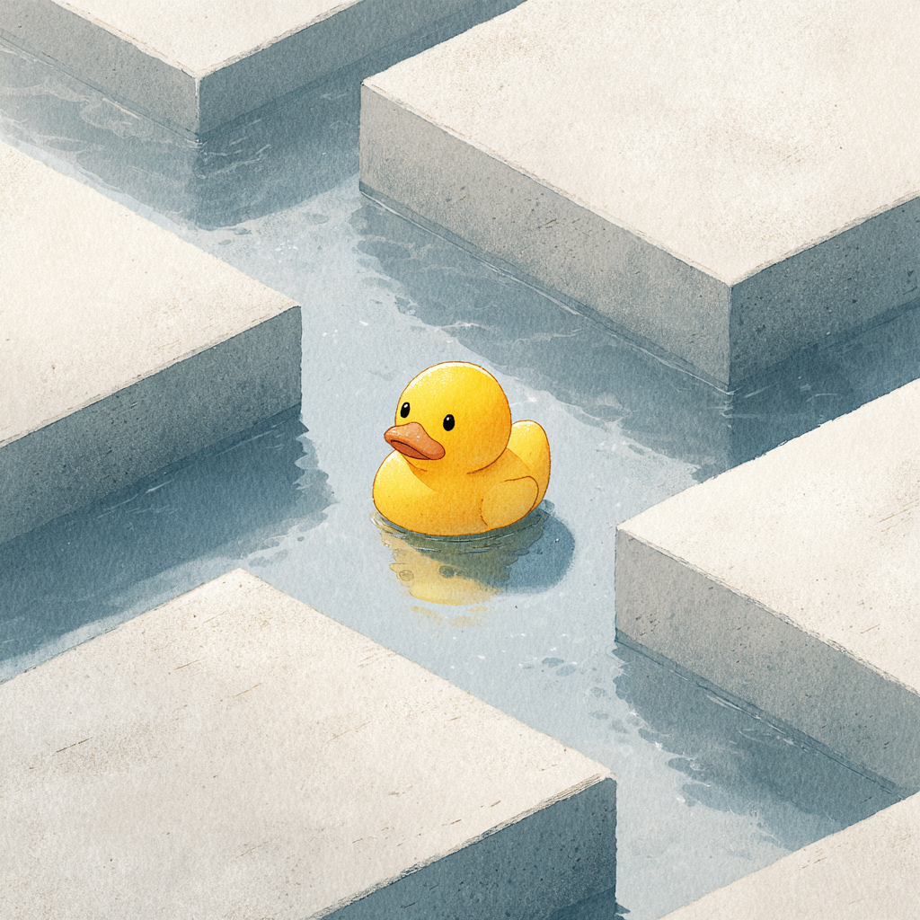 Rubber duck in watercolor illustration